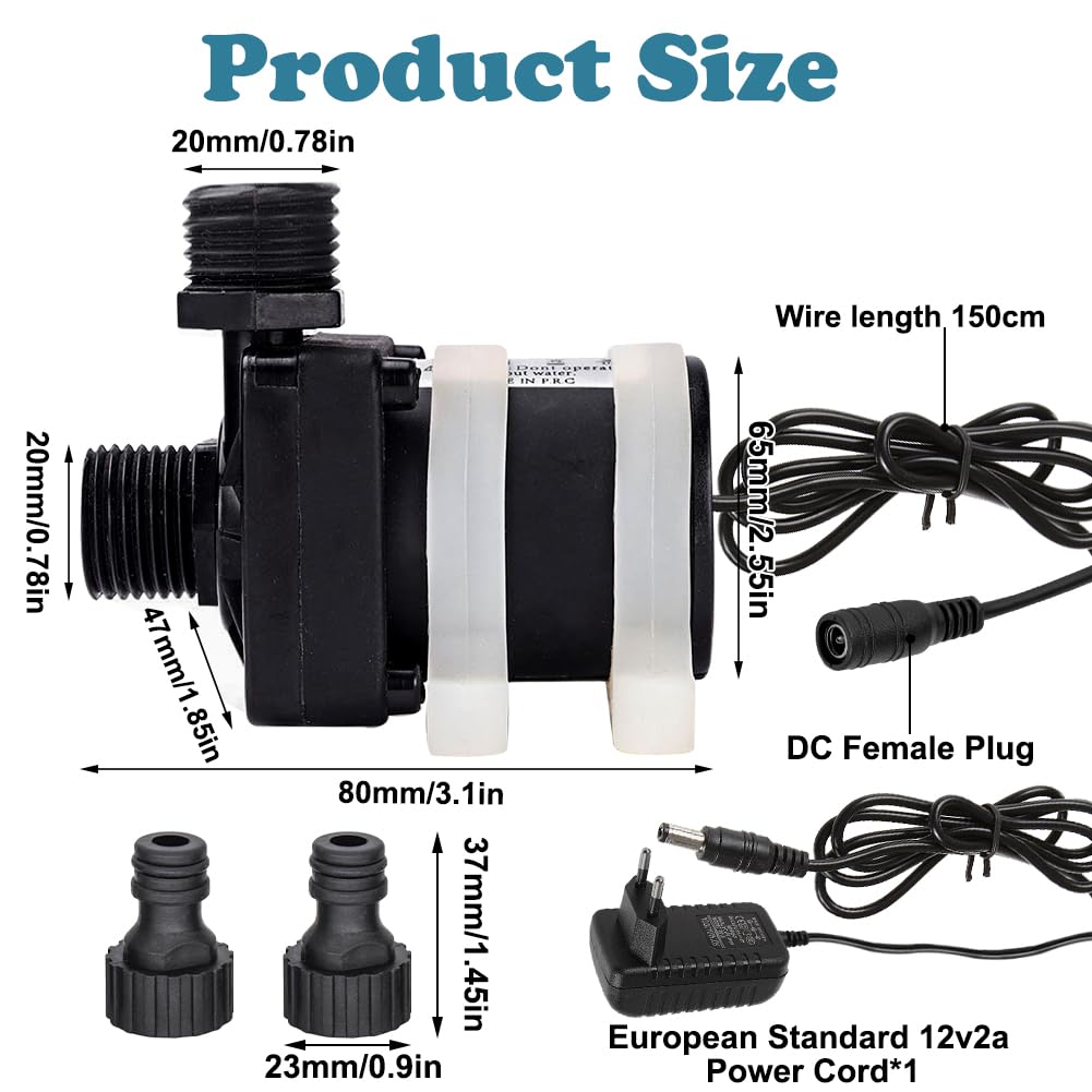Bezszczotkowa pompa głębinowa DC 12 V, 800 l/h, bezszczotkowa, bezszczotkowa pompa zanurzeniowa, pompa do wody, amfibia do akwarium, fontanny solarnej, stawu, cyrkulacji wody