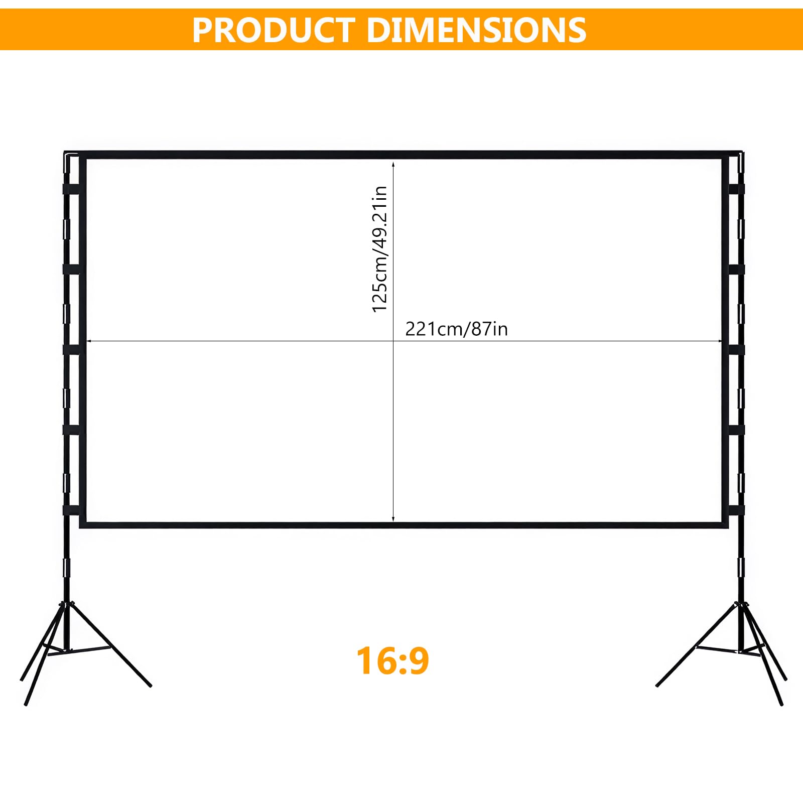100" Écran de Projection avec Support pour Intérieur, Extérieur, Anti-Rides
