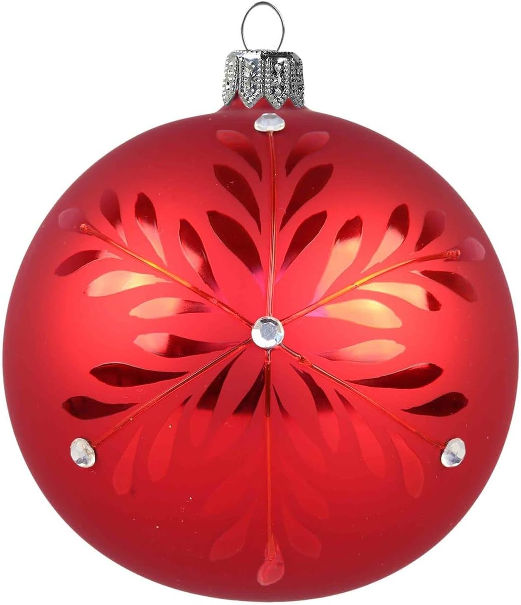 Glassor Red Snowflake Ball Christmas Ornament