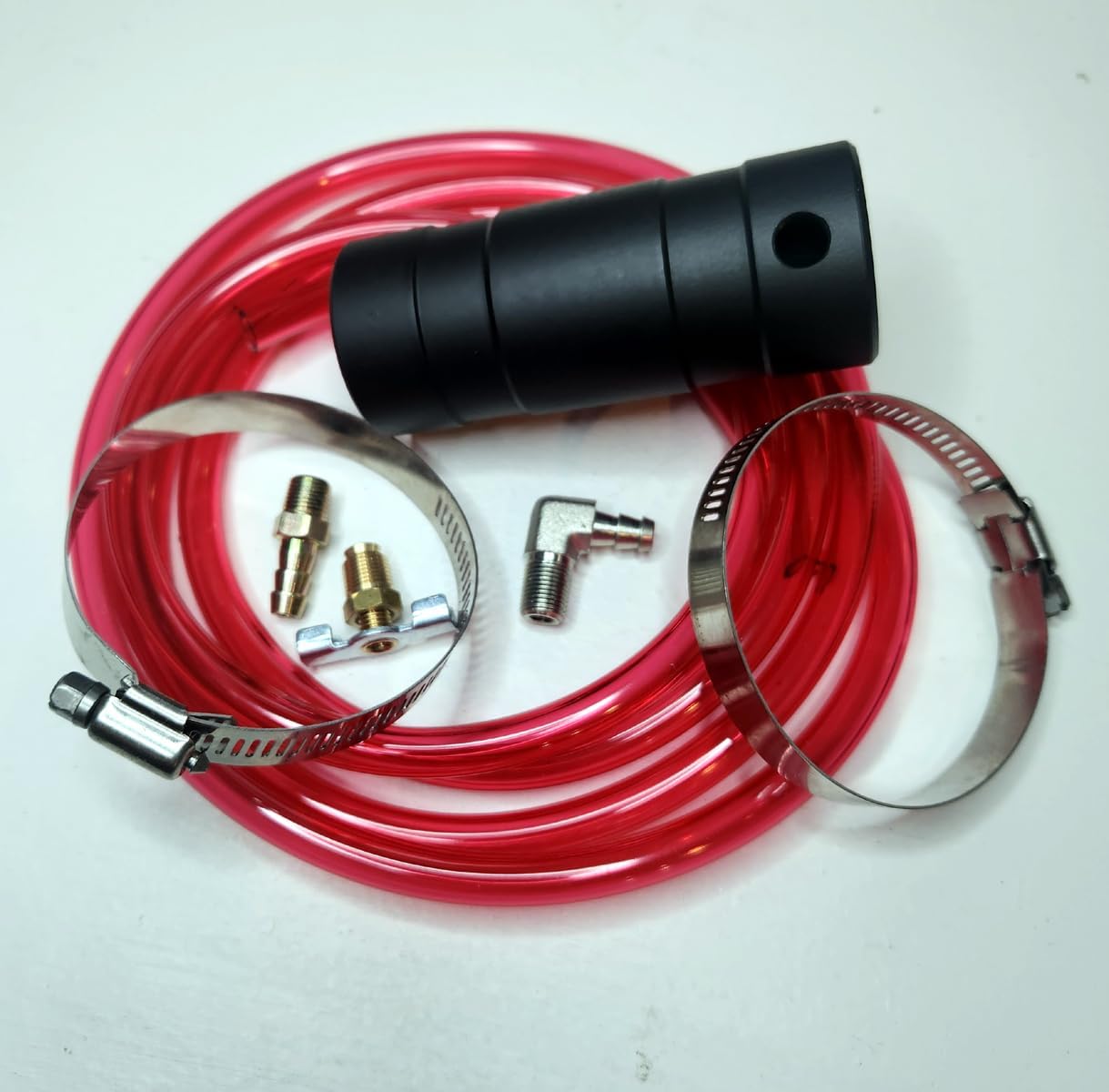 HDM Go Kart Cart Racing Motor Oil Overflow Engine Catch Tank Can Kit RED Fuel Hose Line