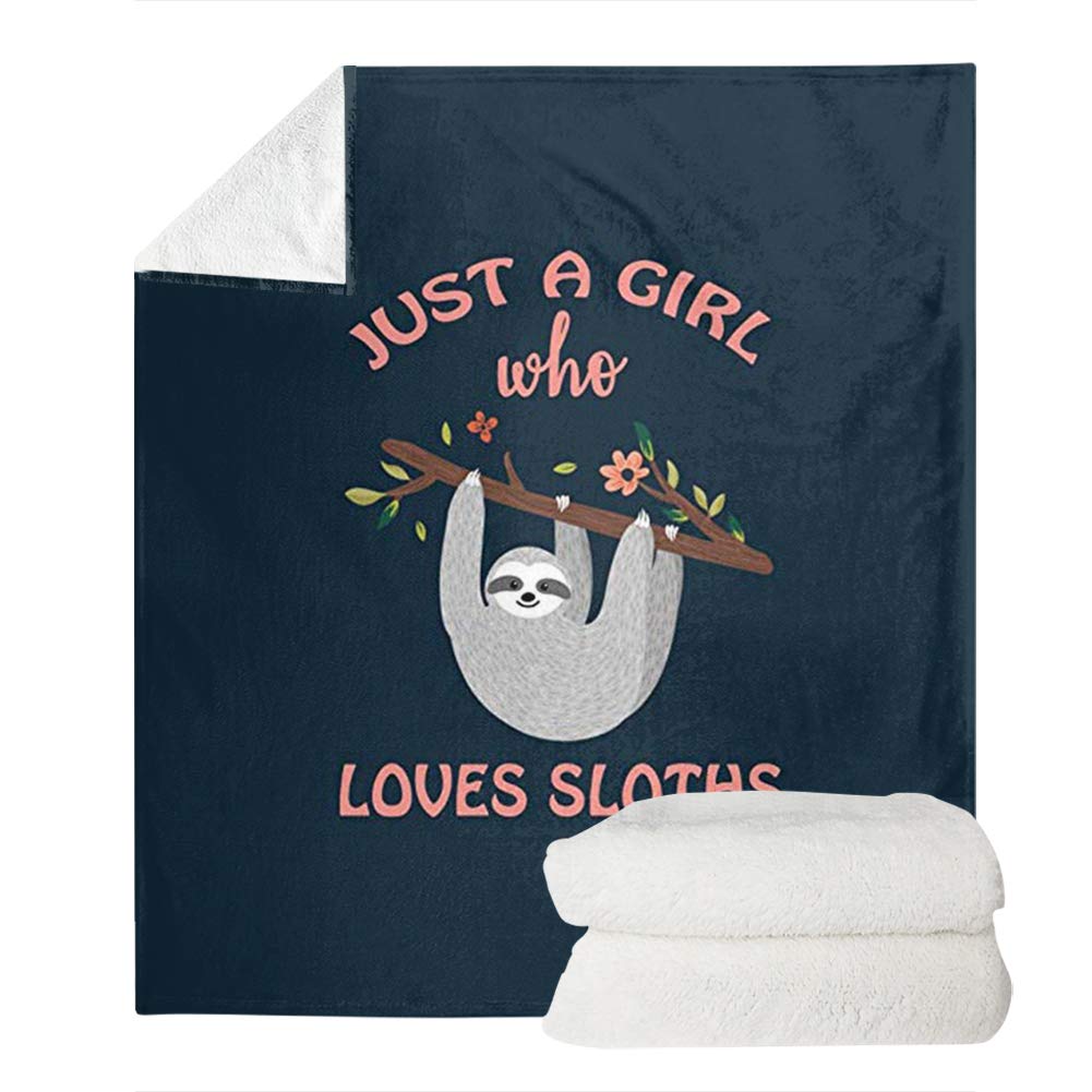 UOIMAG Soft Fleece Throw Blanket Just a Girl Who Loves Sloths Gift Blanket for Women Girls Sofa Couch Bed Blankets (110x140cm โ image 1