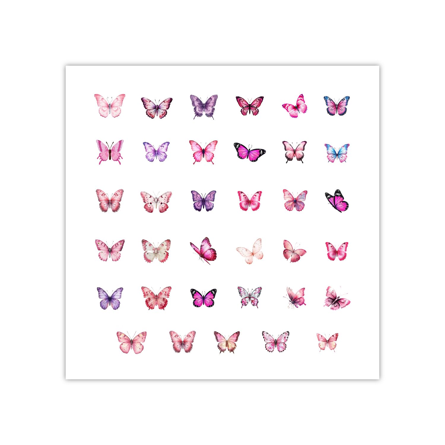 Butterfly Nail Art Sticker for Women Girls Kids Nail Extension Self-Adhesive Embossing Cute Nail Art Stickers Manicure DIY Decoration Stickers | 40 PCs (Pink Butterflies)-image-16