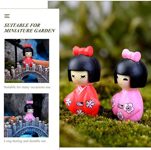 Miniatura 5 de NOLITOY 10pcs Japanese Kimono Dolls Miniatura Ornamento para Micro-Paisaje Decoración del Hogar