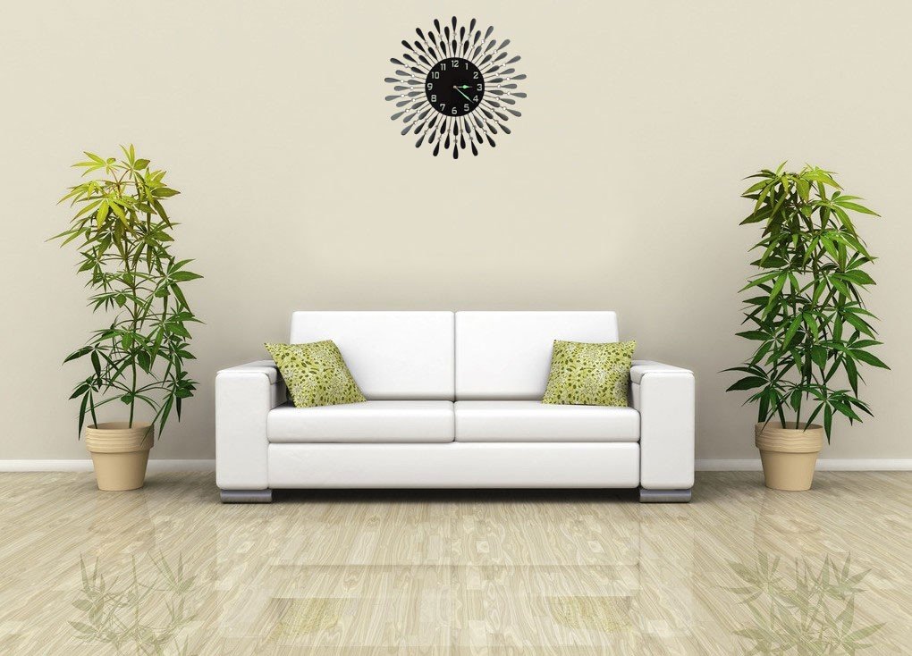 LuLu Decor, Metalowy zegar ścienny z czarną kroplą, 23 cm, 24 cm, czarna szklana tarcza z cyframi arabskimi, dekoracyjny zegar do salonu, sypialni, przestrzeni biurowej