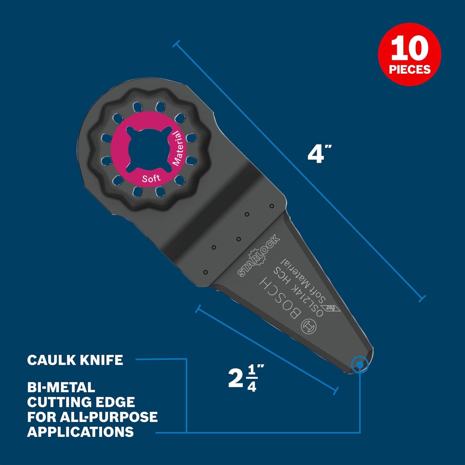 Bosch OSL214K-10 2-1/4 in. Starlock® Oscillating Multi Tool Caulk Knife Blade 10 pk.