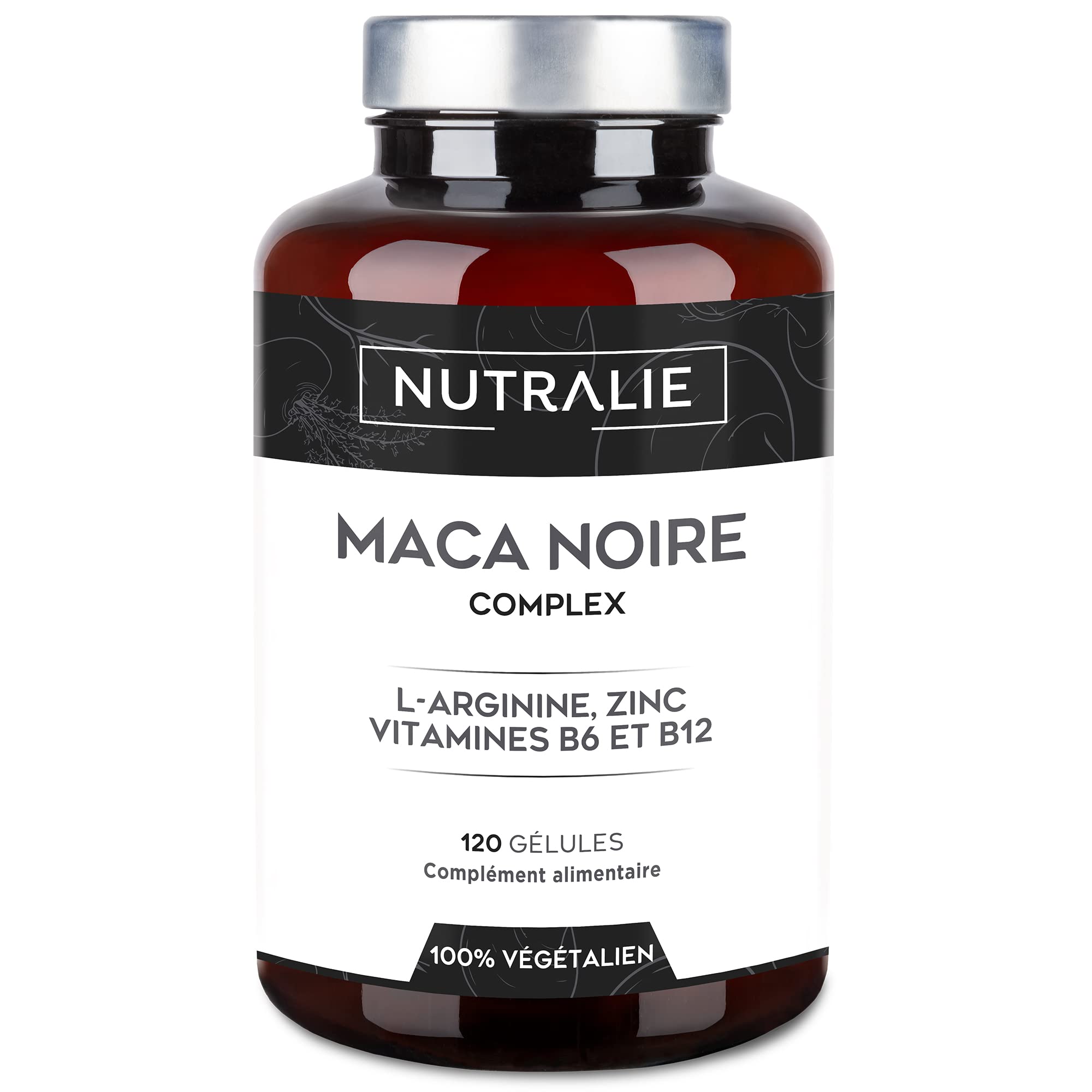 Maca Peruviana Nera 24000 mg - Rinvigorente Naturale Maschile PREMIO 2021 - Maca Andina con L-Arginina + Zinco + Vitamine B6 e B12 ad Alta Concentrazione | 120 Maca Capsule Vegane Nutralie