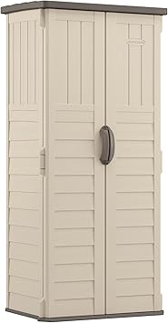 Suncast Vertical Outdoor Storage Shed with All-Weather Construction, Vanilla