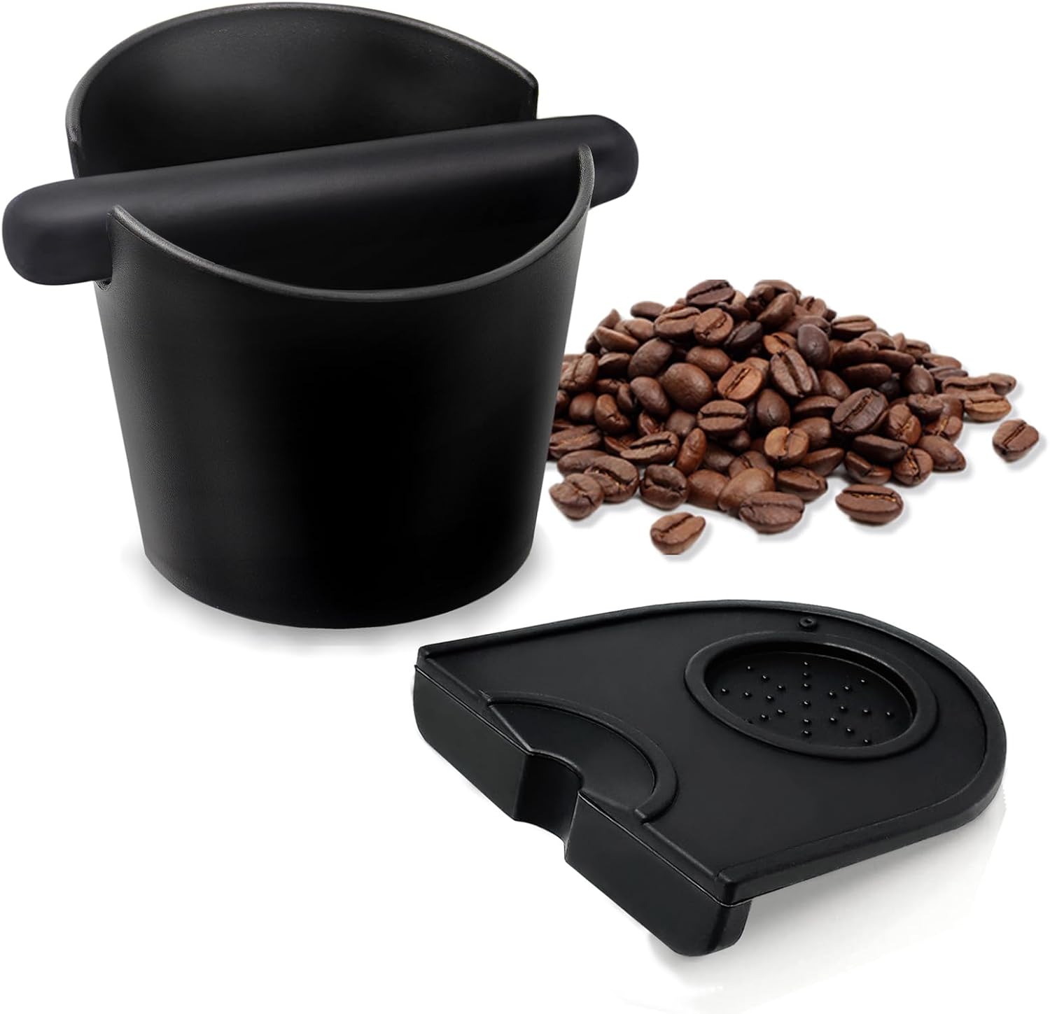 Espresso Machine Accessories Knock Box Tamper Mat Set of 2, Coffee Knock Box with Removable Knock Bar and Anti-Slip Base, Silicone Espresso Tamper Mat for Home, Barista Tools for Bar Shop