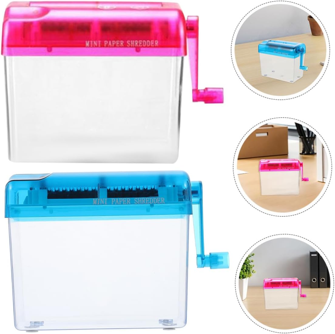 Abaodam Manual Paper Shredder 2pcs Small Desktop Document Shredder Hand Crank Portable Paper Cutting Tool for Home and Office Use