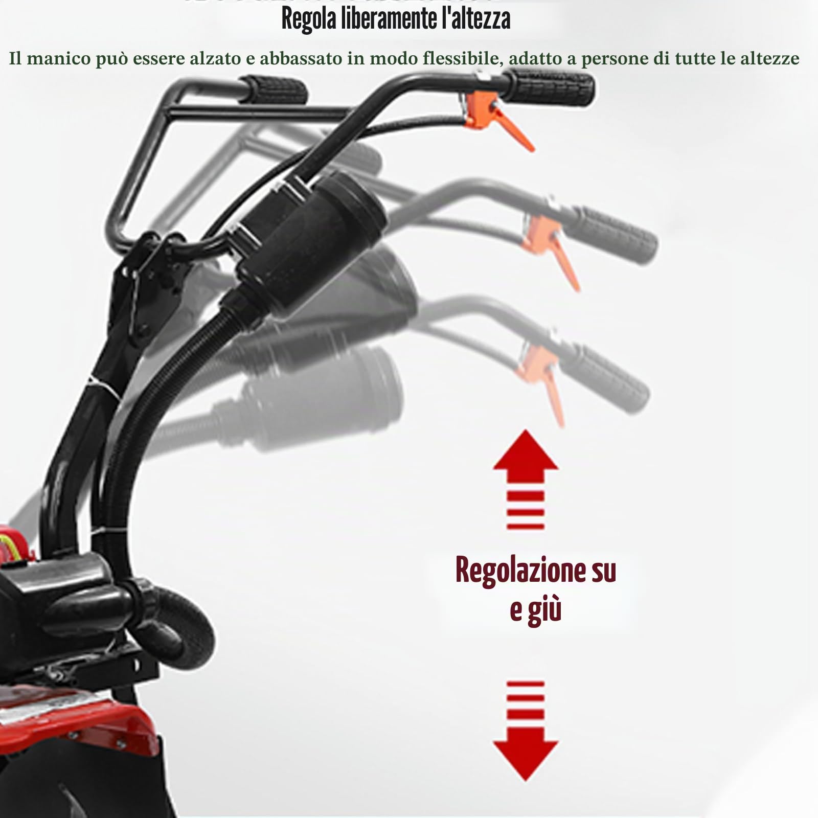 Motozappa a benzina a 4 tempi, leggero, compatto, rotovator da giardino con motore potente e maniglie a presa sicura per una coltivazione e un'aratura del suolo affidabili