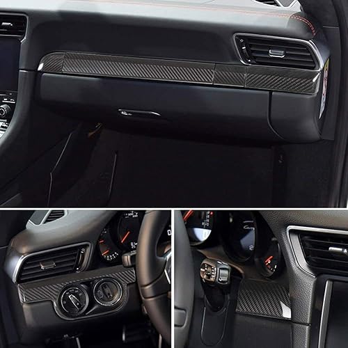 Miniatura 3 de YIWANG 100% fibra de carbono real coche consola central decoración panel cubierta Trim 6 unids para Porsche 911 718 mano izquierda conducción