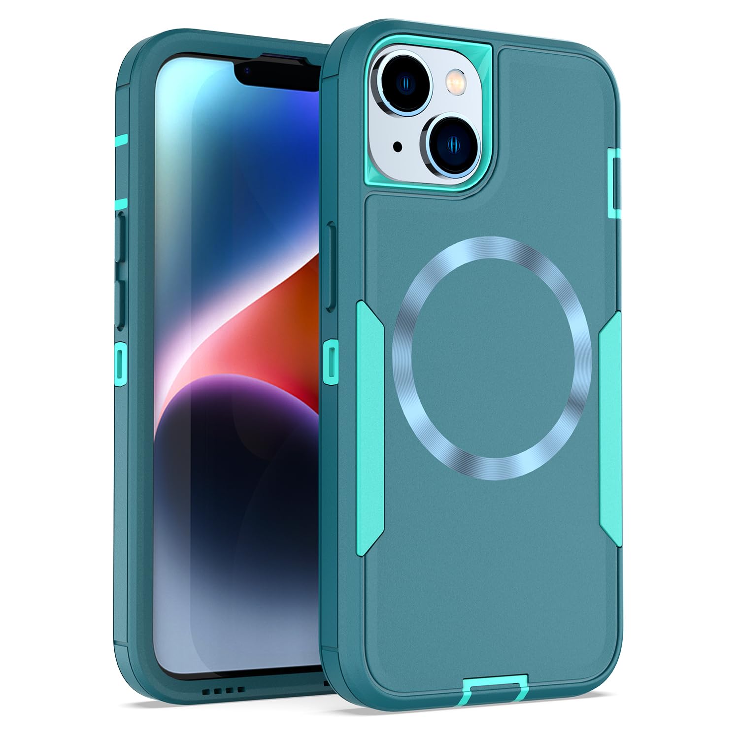showdd Designed for iPhone 15 Case,Lake Blue | Magnetic Drop Protection Heavy Duty,Compatible with MagSafe,Dustproof,No Fading, No Yellowing,for Men