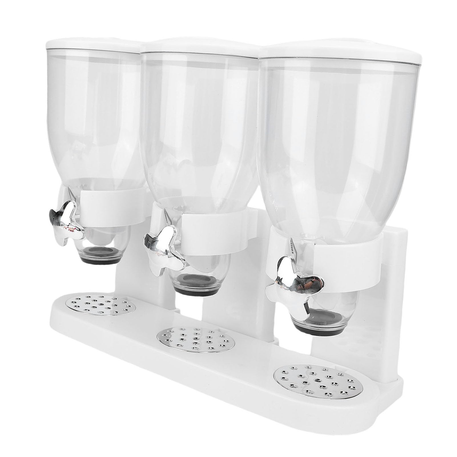Dispenser per Alimenti Triplo, Dispenser per Alimenti Secchi in Plastica, Dispenser per Cereali da Banco, Contenitore per Cereali da Banco, Contenitore per Snack per Chicchi di (WHITE)