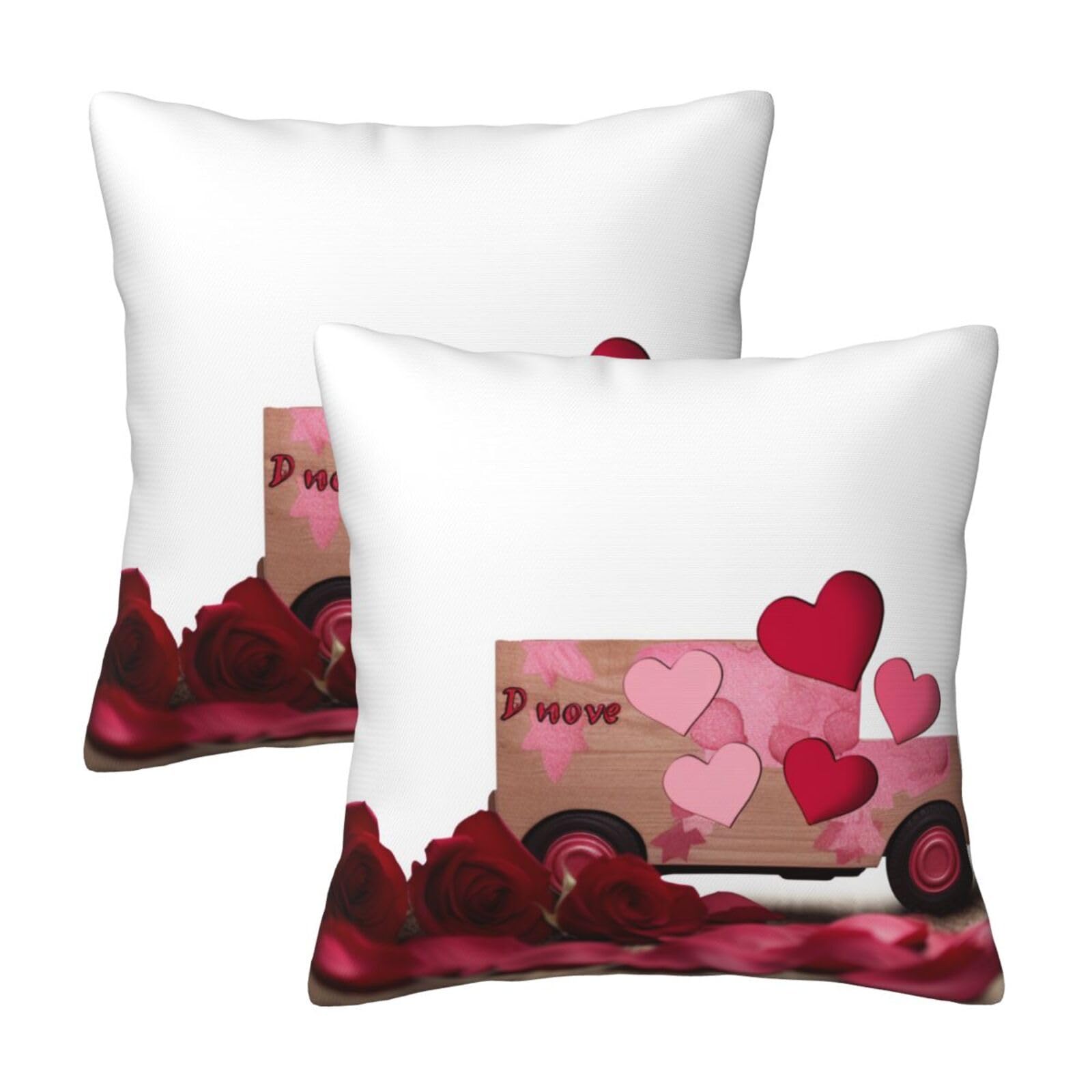 Romantic Love Throw Pillow Cases 2 Pack Square Pillowcases Soft Pillow Protectors for Couch Livingroom Sofa Bed Office Car,30x30 CM