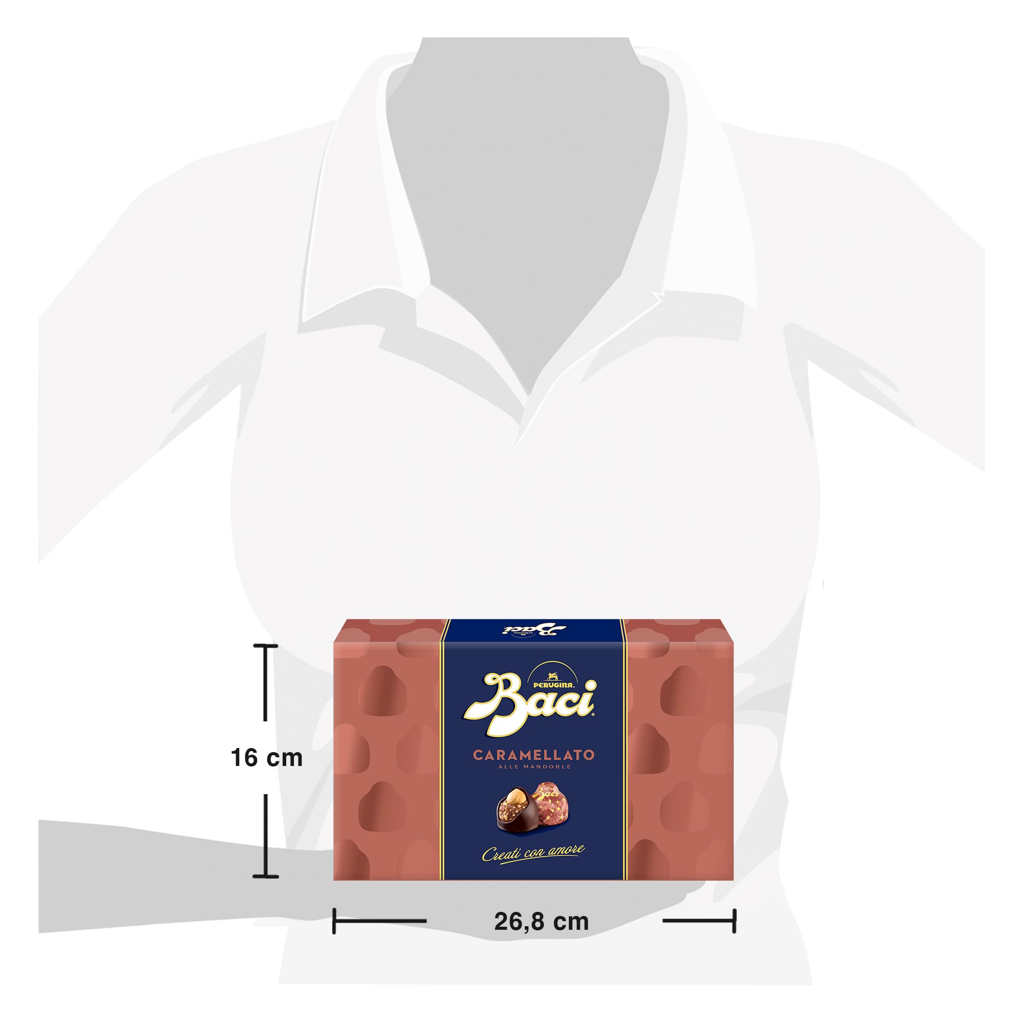 BACI PERUGINA Caramellato alle Mandorle Cioccolatini Fondenti ripieni al Gianduia, Scatola Regalo 150g