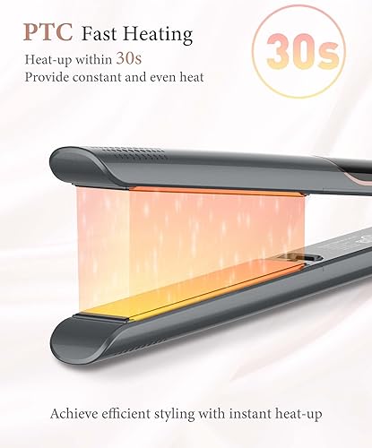 Miniatura 3 de ANWA Plancha plana de titanio de 1 pulgada, alisador de pelo 2 en 1 y rizador con placas flotantes 3D, plancha profesional para alisar el cabello