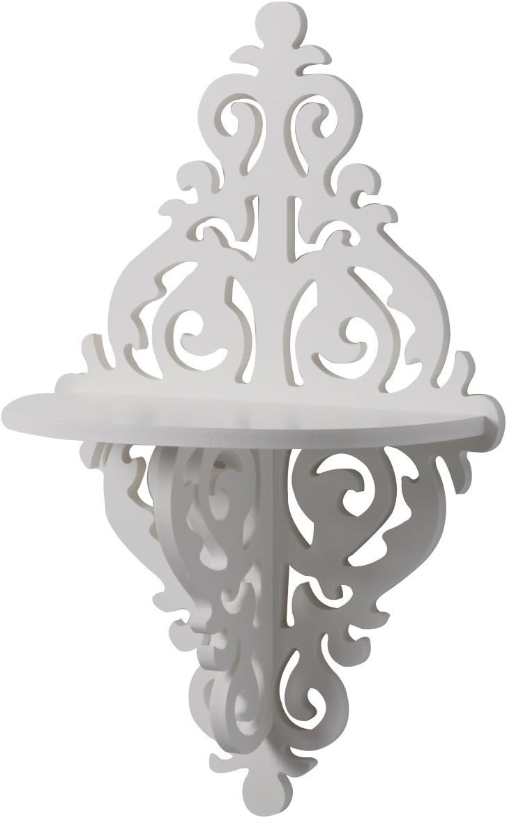 Pack of 2 White Pastoral Hollow Wall Hanging Shelves Shelf/Lattice Racks Shabby Chic Cut Deign Single Layer for Vases Candle Ornaments