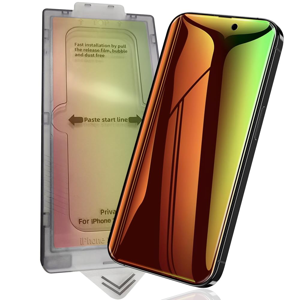CYCFAIML for iPhone 16 Pro Max Privacy Screen Protector, 2 Pack Colorful Gradient 9H Hardness Tempered Glass Film [Auto-Alignment Tray] [Auto Dust] [