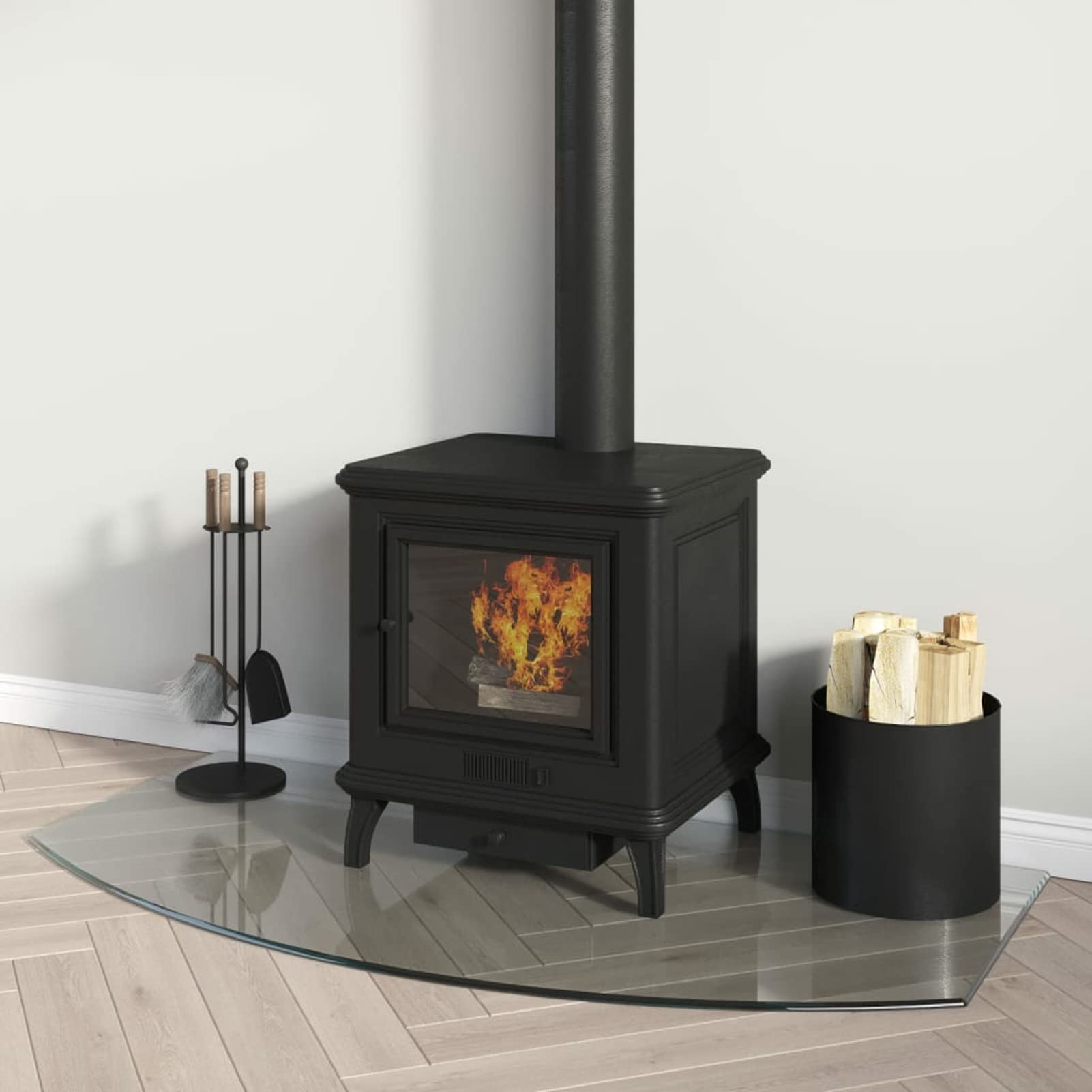 Placa de cristal para chimenea, 100 x 50 cm, protector de suelo para parquet y superficies laminadas, base de estufa resistente a altas temperaturas, cubierta de suelo de vidrio templado tipo 1