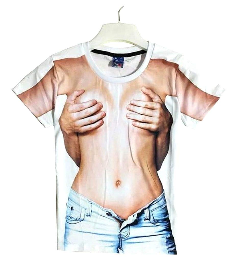 Amazon ちゃんと隠してっ 女性 胸 裸 セクシー おもしろ 3d Tシャツ 半袖 衣装 コスプレ どっきり グッズ レディース ハロウィン等に Xl コスプレ 仮装 通販