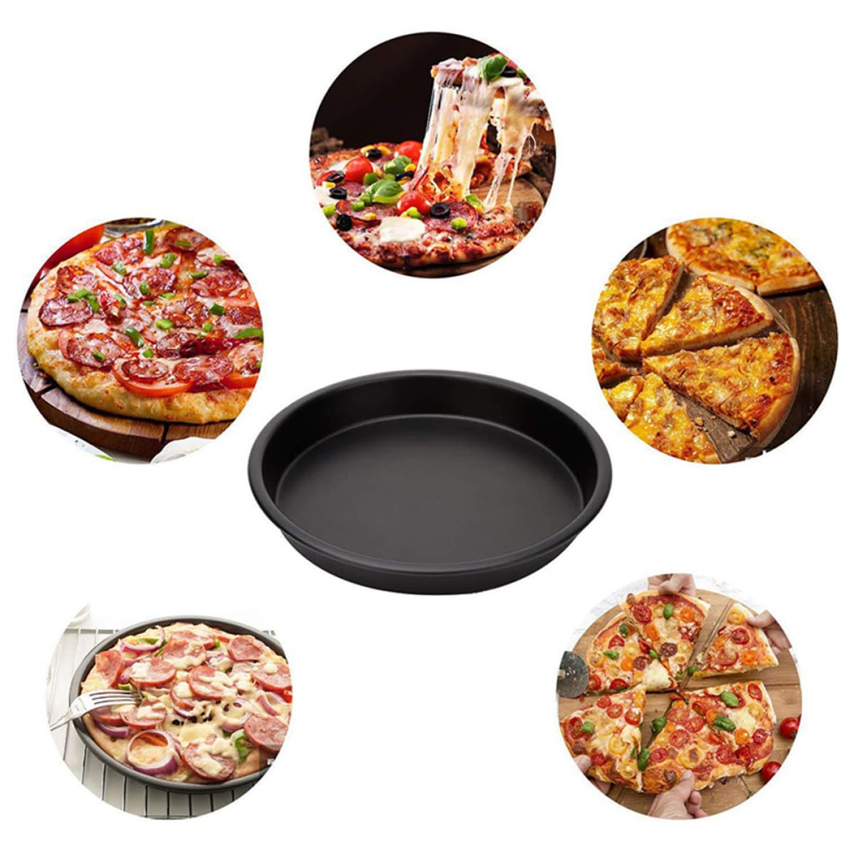 Zubehör für Heißluftfritteuse und Einfach zu Bedienen 5 Stück aus Edelstahl Inklusive Grillplatte Backkorb und Pizzablech für Vielseitiges Kochen