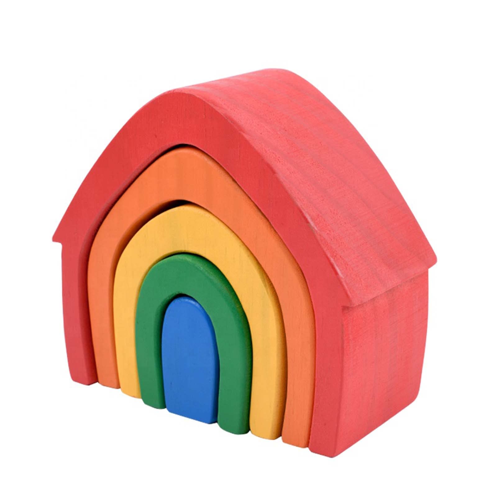 Wooden Toys by Curious Melodies | Nesting Rainbow Stacking Blocks - House | Nature Toy Block Sets