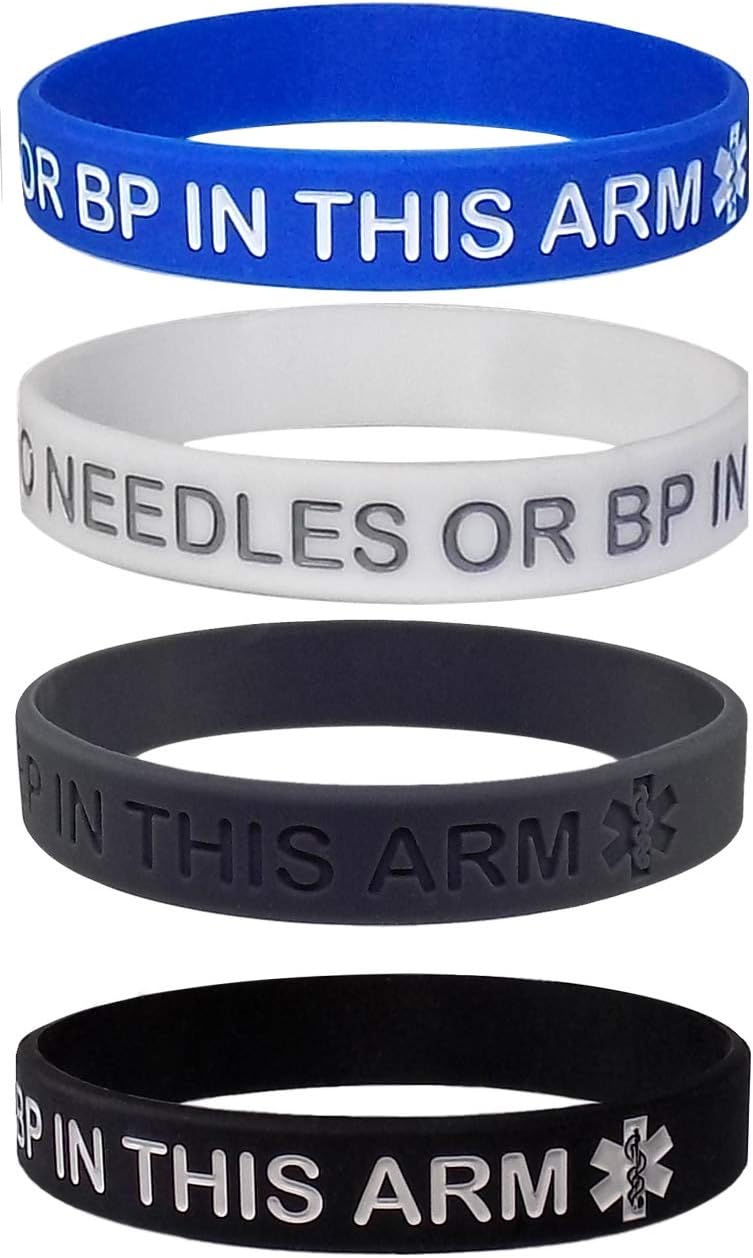 Lymphedema Alert NO Needles OR BP This ARM Silicone Bracelet Wristbands
