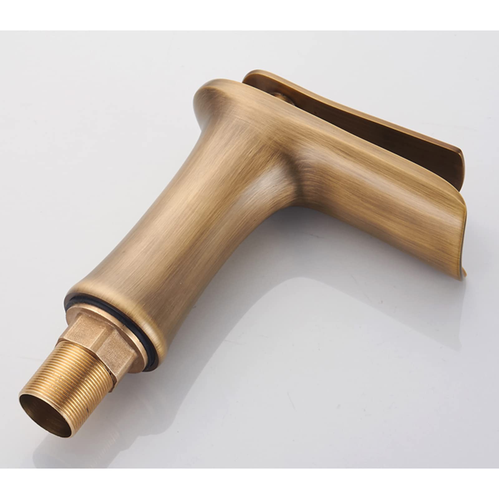 BiaoTeng Rubinetto Bagno Lavabo Cascata Miscelatore, Rubinetto Monocomando Lavabo, Miscelatore Lavabo E Bidet Bagno Cascata Alto, Ottone, Spazzolato, Antico B