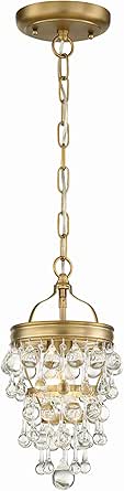 Crystorama Calypso 1 Light Crystal Teardrop Vibrant Gold Mini Pendant