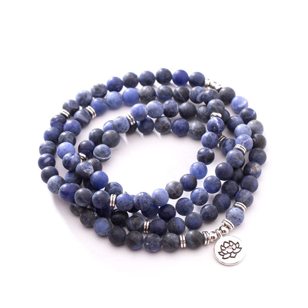 Pulsera De Moda 108 Cuentas Hechas A Mano con Cuentas Collar De Mujer para Hombres Colgante De Piedra Azul Personalidad Joyería De Moda Retro