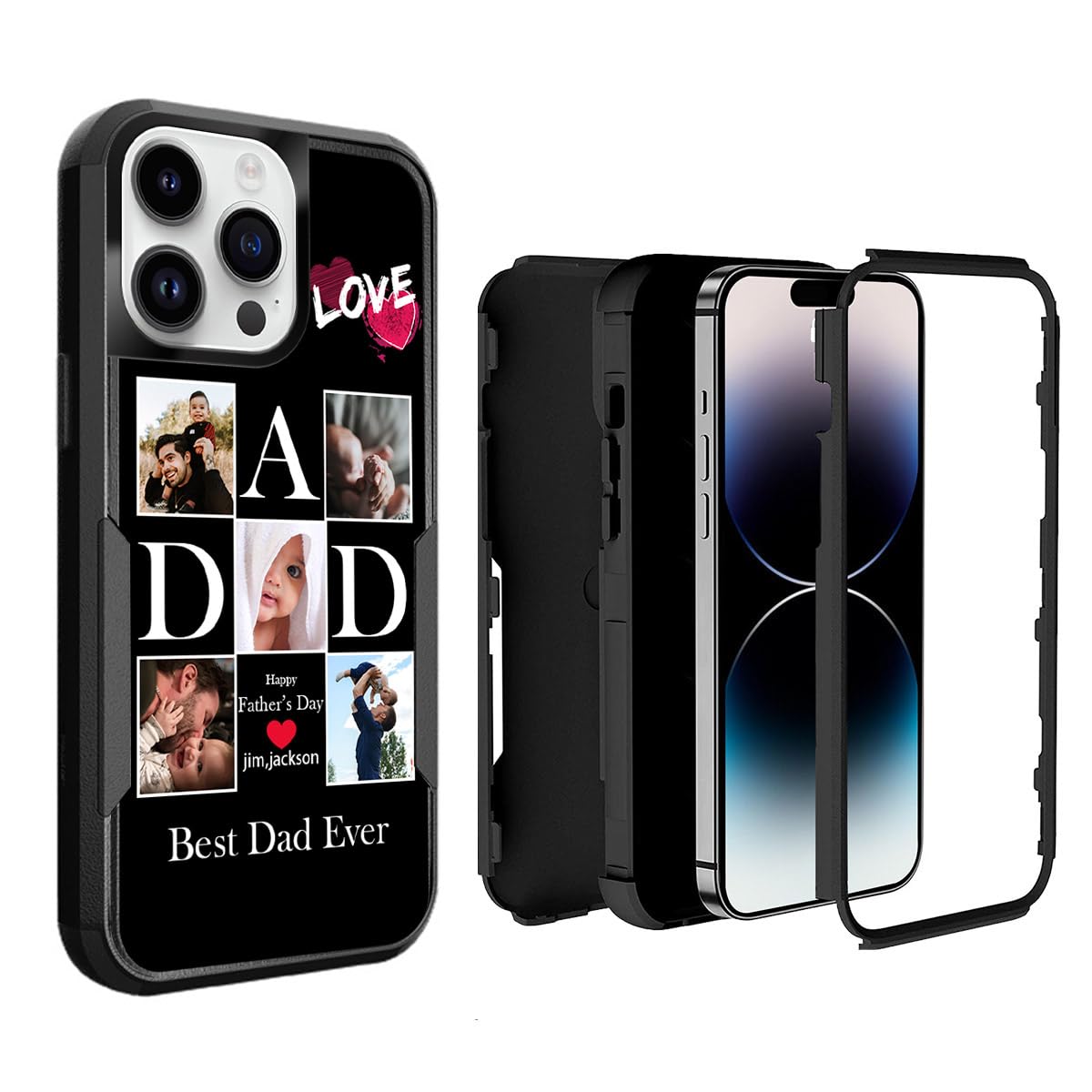 Custom Personalized for iPhone 14 PRO MAX 5G Case, Heavy Duty Protection 3-Layers Anti-Slip Full Body Protective Drop Protection Shockproof Cover with