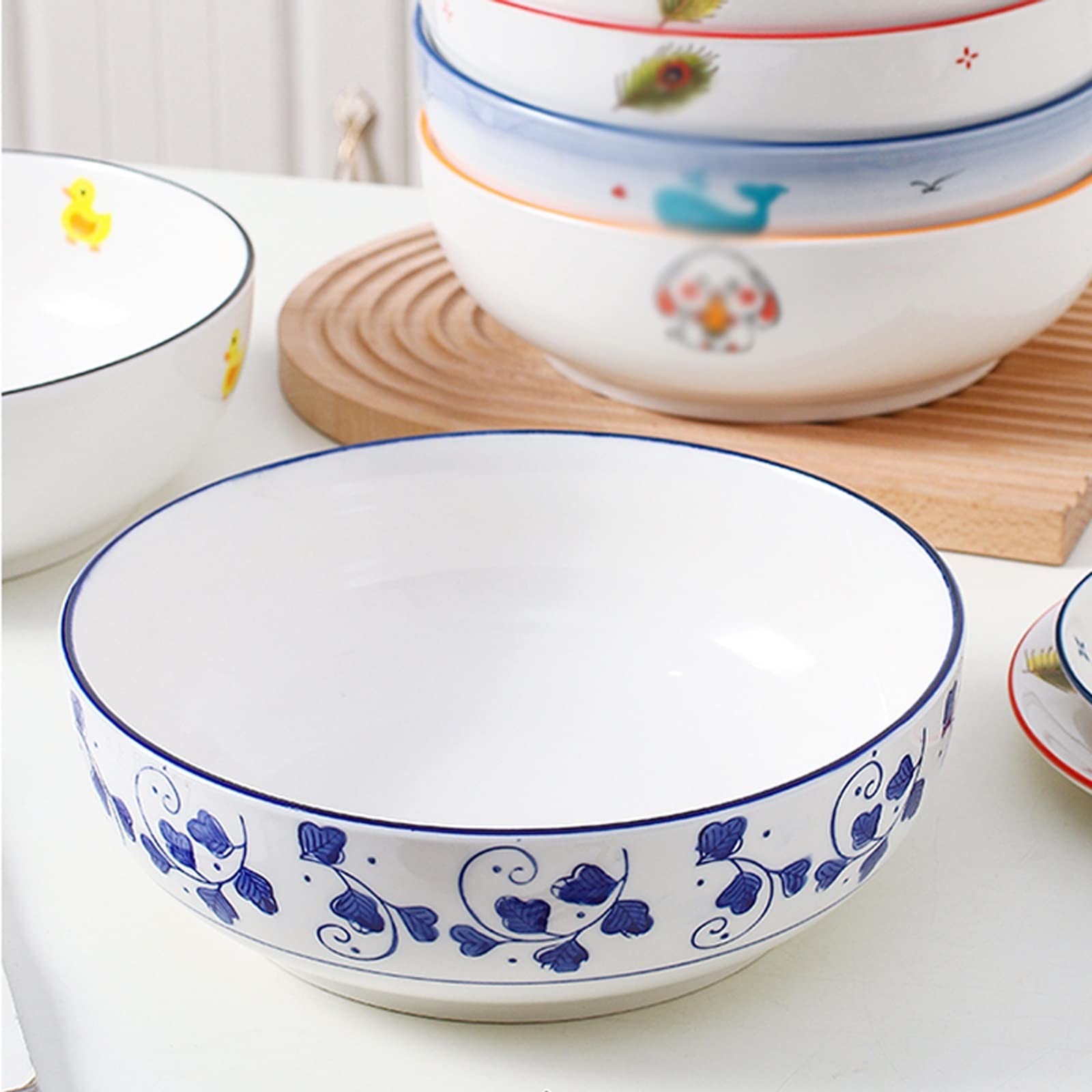 Salaterka miska do makaronu miski kuchenne, miski na ziarna, zupa zbożowa owsianka zestaw ceramicznych misek deserowych, miski do sałatek stołowych, miski deserowe zupy i miski do sałatek (kolor: 1)