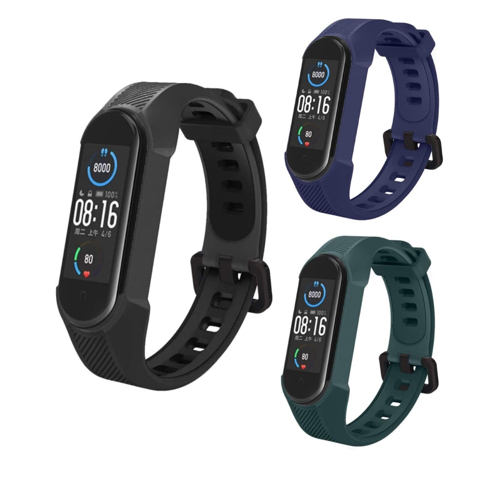 Panda Bobo For Xiaomi Mi Band 5/6/7 Mi 567 Amazfit 5 Band Replacement Silicone Watch Strap (Pack D - 3 Straps) — image 1