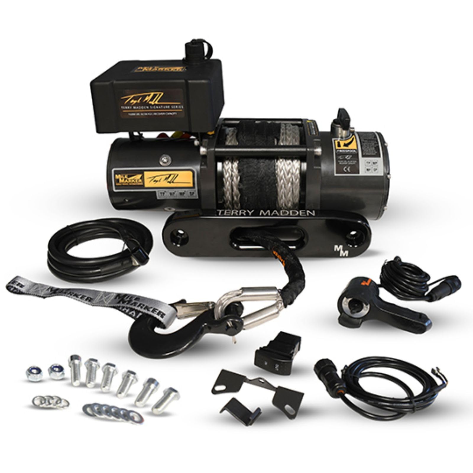 MILE MARKER TM-10K Terry Madden Winch with Synethetic Rope - Efficient Operation, Rated for 10,000 Pounds of Pulling Power, Designed for Rigorous Demands