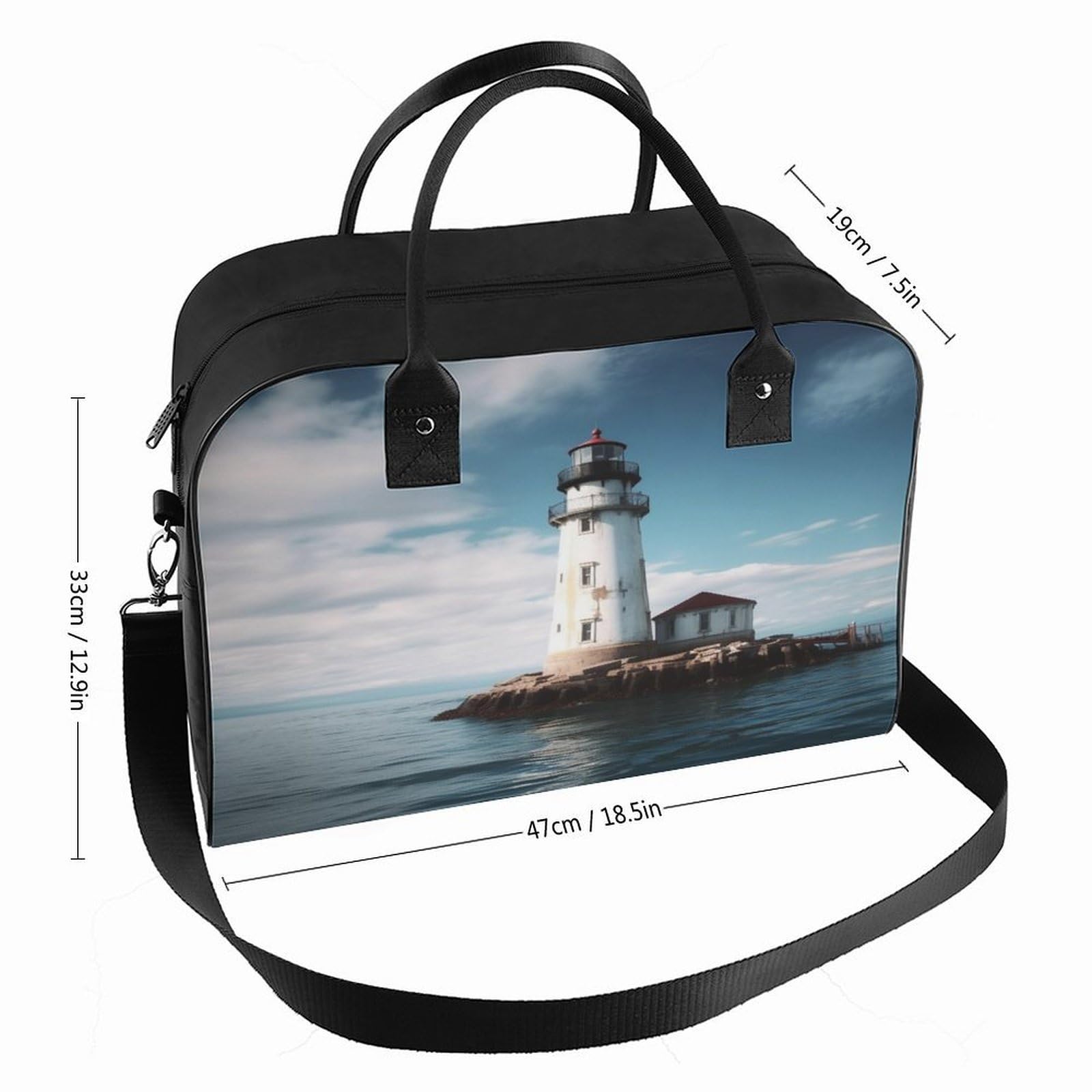 Light House Ocean Laptop Tote Bag Casual Travel Handbag Multi Pocket Shoulder Bags for Work Travel
