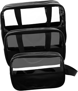 KICHOUSE 3pcs Large Capacity Makeup Bags Set for Travel | PVC Waterproof Design, Semitransparent Finish, Portable Handle Style, Home Organization and Travel Use