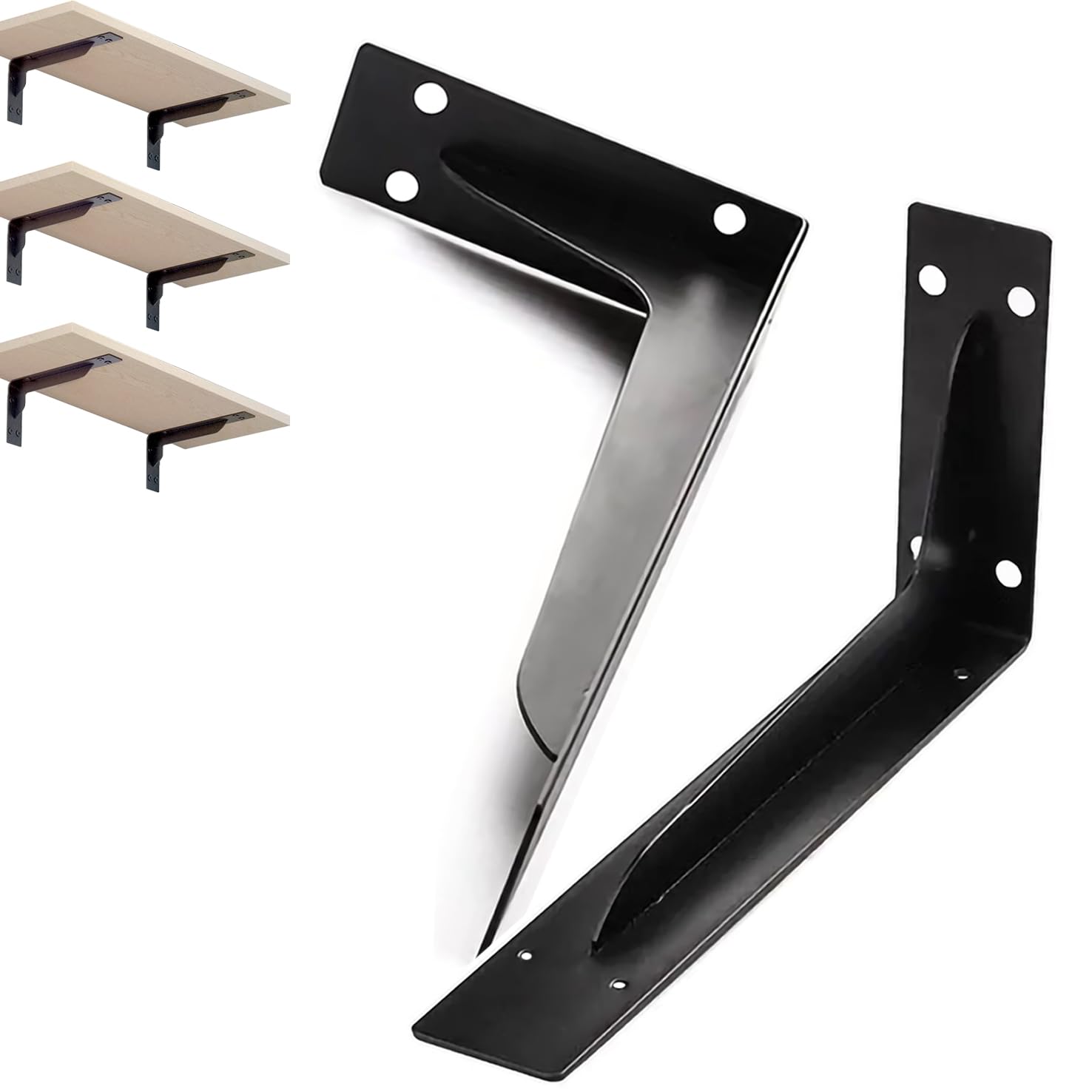 VIXEL Heavy Duty Shelf Brackets Corrosion-Resistant Reinforced and Sturdy Brackets for Shelf and Table Work Bench (Set of 2 Piece) (10inch 2piece set)