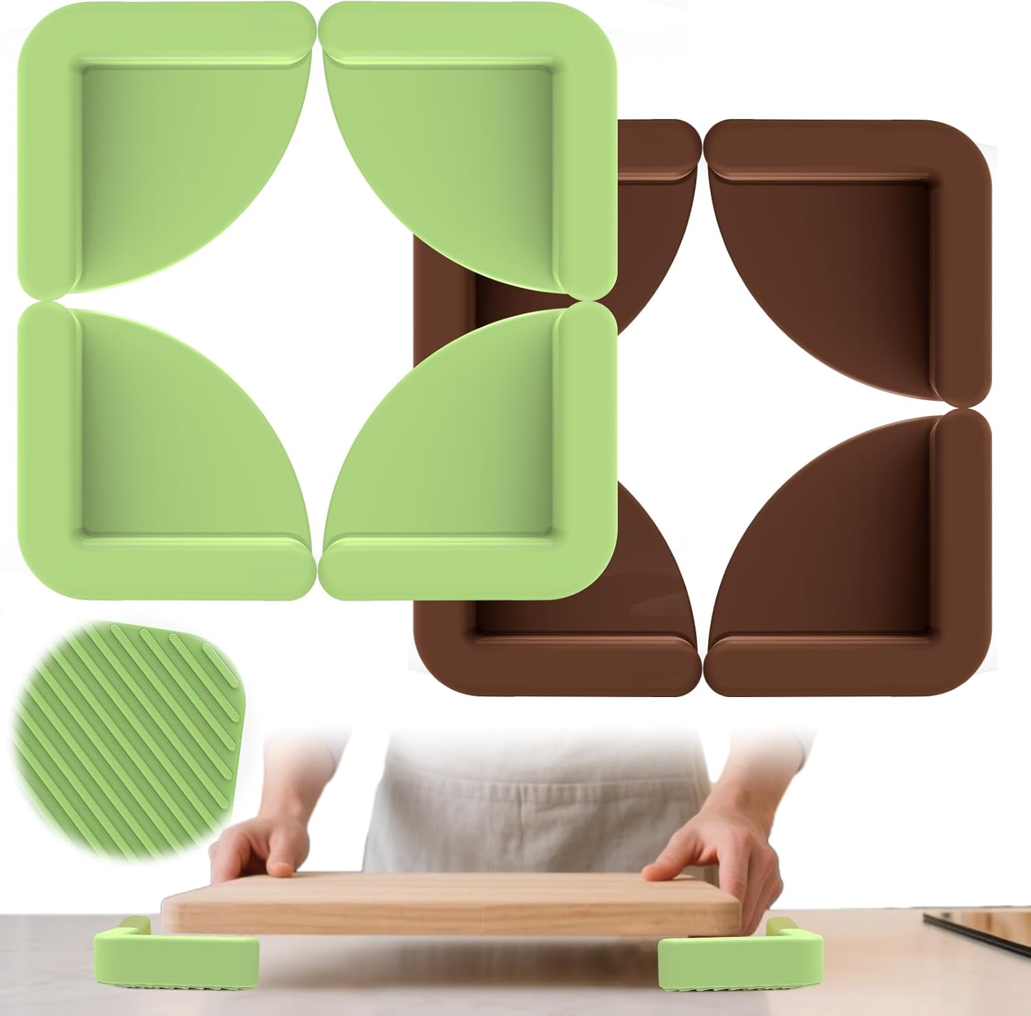 Palksky Silicone Cutting Boards Feet for Non-Slip – Kitchen Anti-Slip Grippers Pads, 2 set Secure Chopping Board Accessories – Dishwasher Safe, Reusable