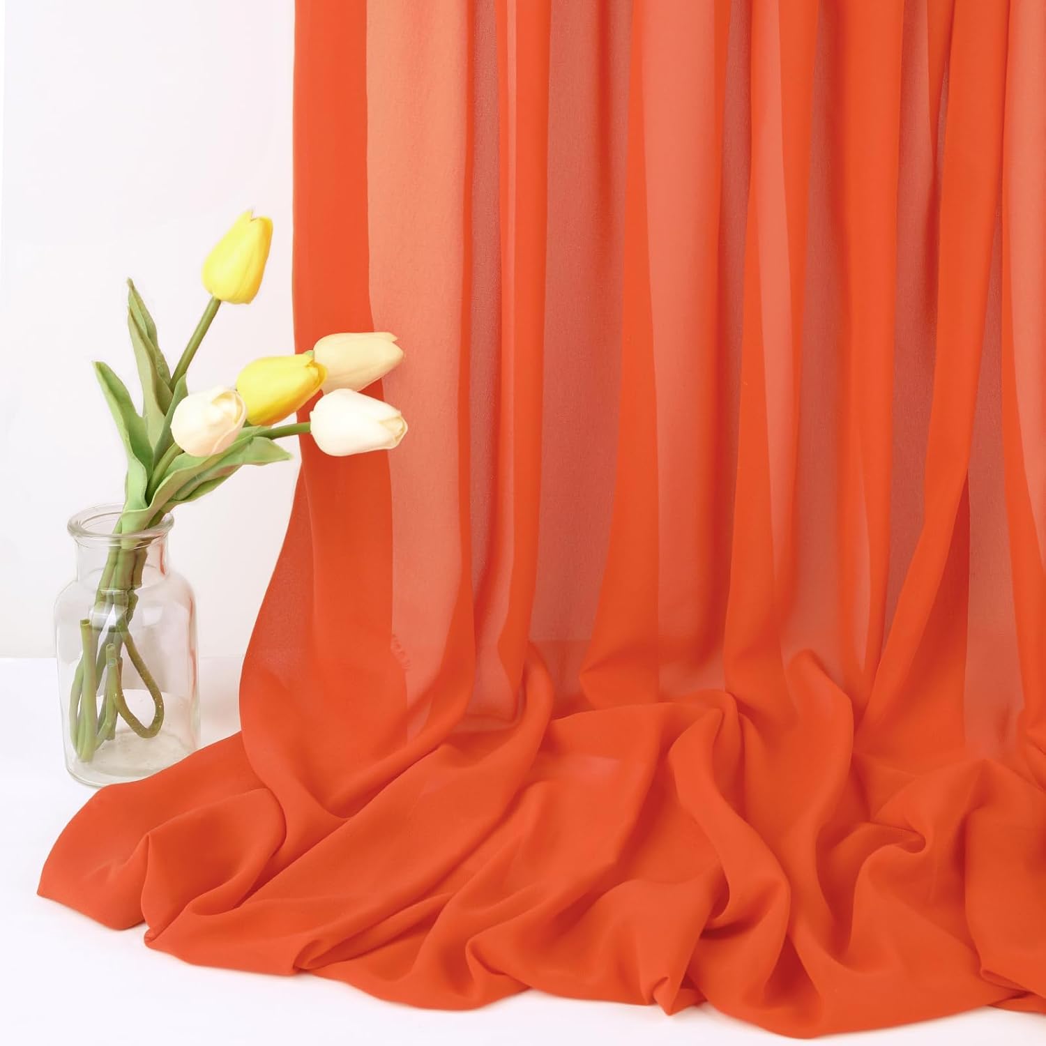 10 Yard Burnt Orange Chiffon Fabric by The Yard, 58 Inch Wide Elegant Sheer Chiffon Fabric for Wedding Costume Sewing Clothing Crafting Table Runner DIY Project