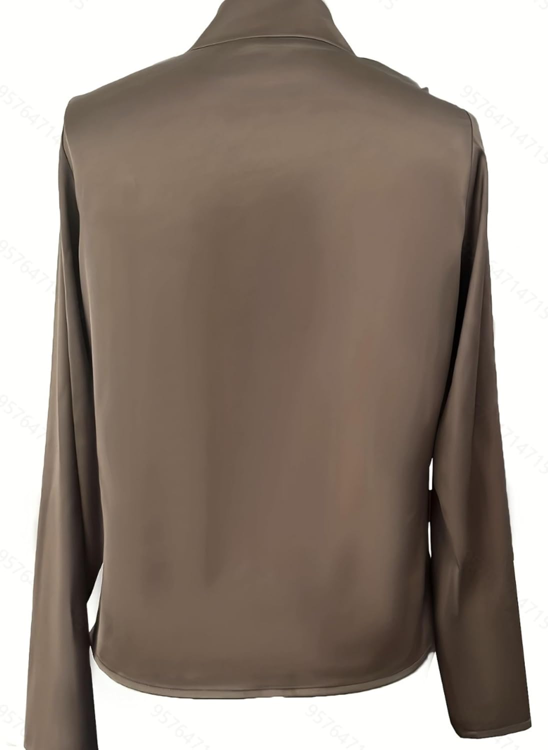 BAIMORE Women's Elegant Temperament Sexy Pleated Wrap V-Neck Satin Shirt Suitable for Work and Outing - Image 3