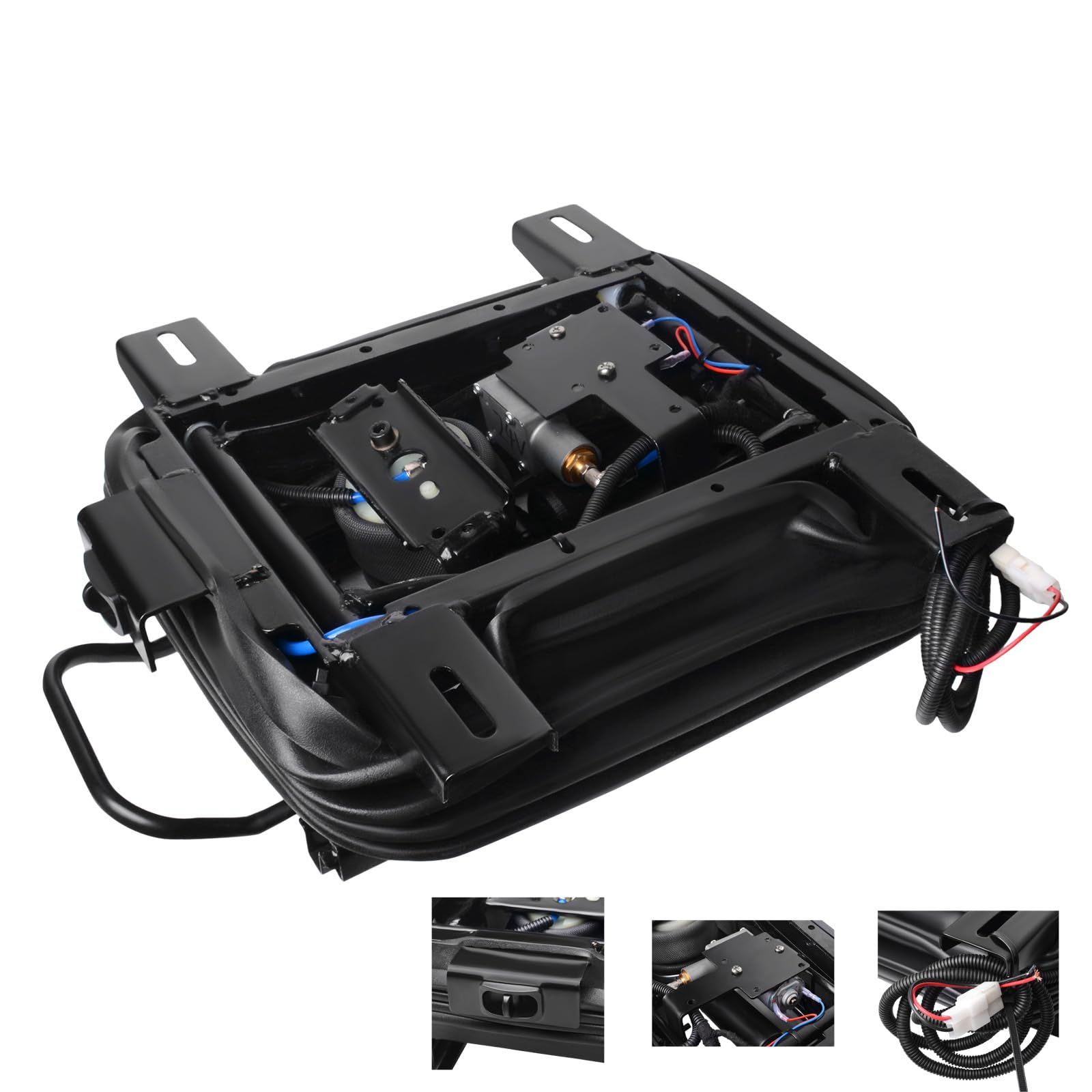 Robuste Luftfederungs-Sitzbasis mit 24 V/12 V eingebautem Kompressor, verstellbare Höhe und Gleitschiene, kompatibel mit Wohnmobilen, LKWs und Nutzfahrzeugen, stoßdämpfend, einfache Installation (12 V