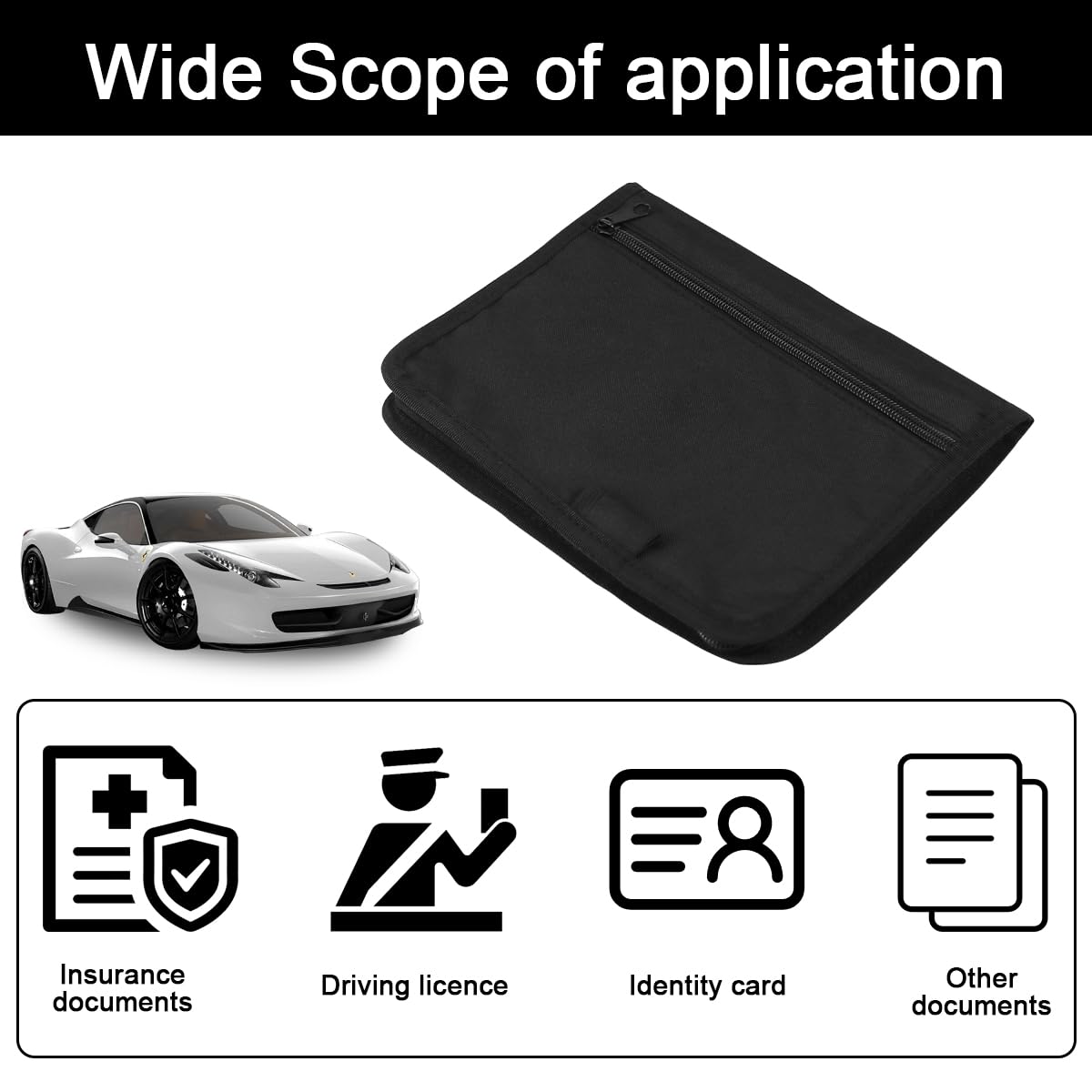 Carpeta de Coche Organizador de Guantera, Organizador Portátil de Documentos Bolsa de Almacenamiento de Documentos para Gafas de Sol, Tarjeta de Identificación