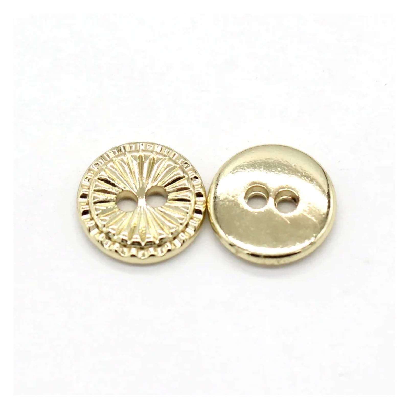 Boutons à coudre, 2 trous 10 mm, mini boutons en métal doré for chemises d'enfants, vêtements, chemises, chemisiers, manchettes, cols, fournitures de couture(Golden)