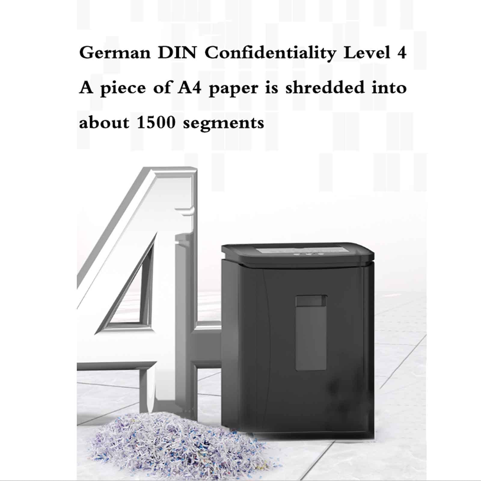 Distruggidocumenti Personale a 5 Fogli Distruggidocumenti Automatico, 4 Livelli di riservatezza, 120 Fogli di Carta alla Volta, 60 Minuti di Lavoro Continuo, capacità 25 Litri, 37X26X52,3 cm