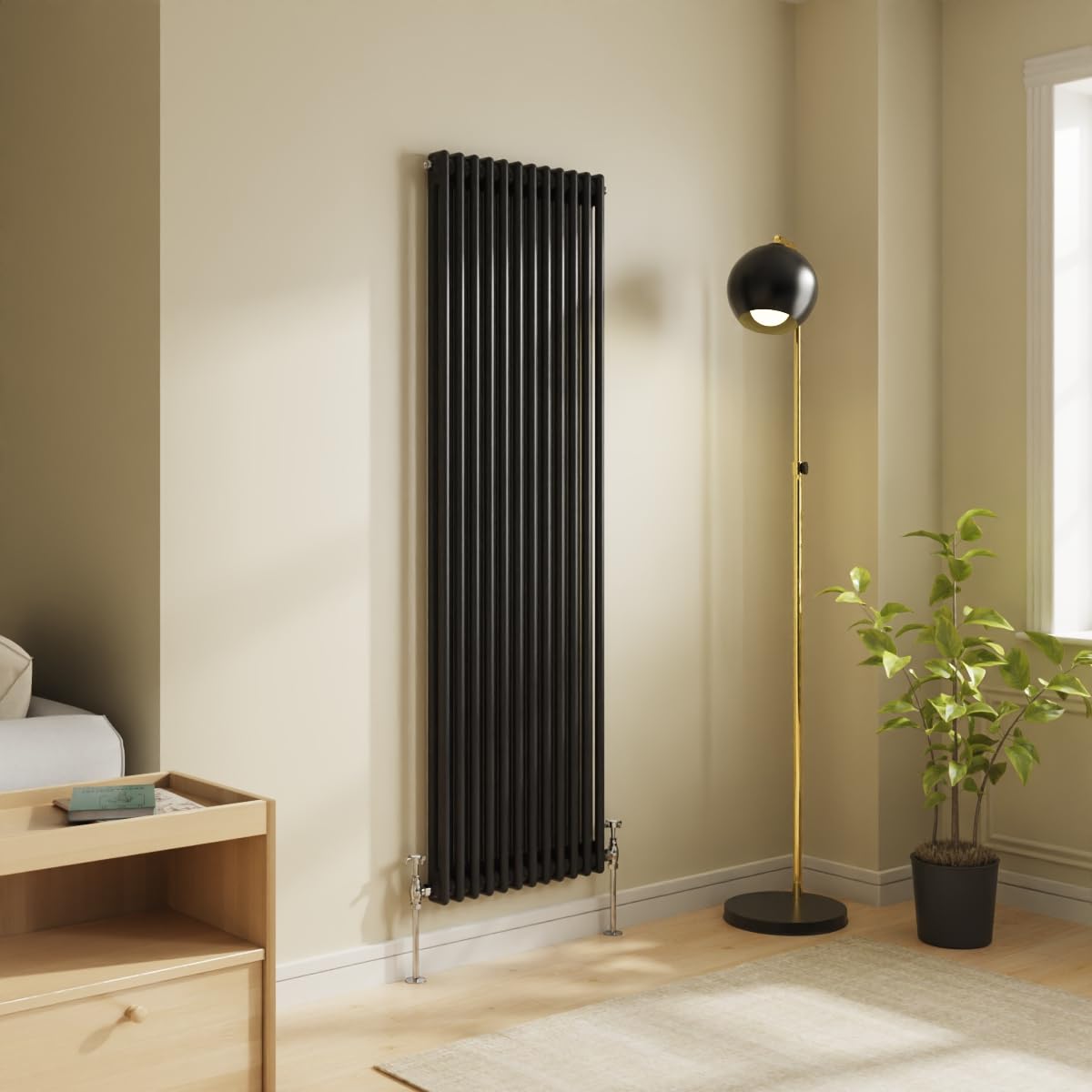 Nrg Black 1800 X 560Mm Traditional Cast Iron Style Radiator 2 Column