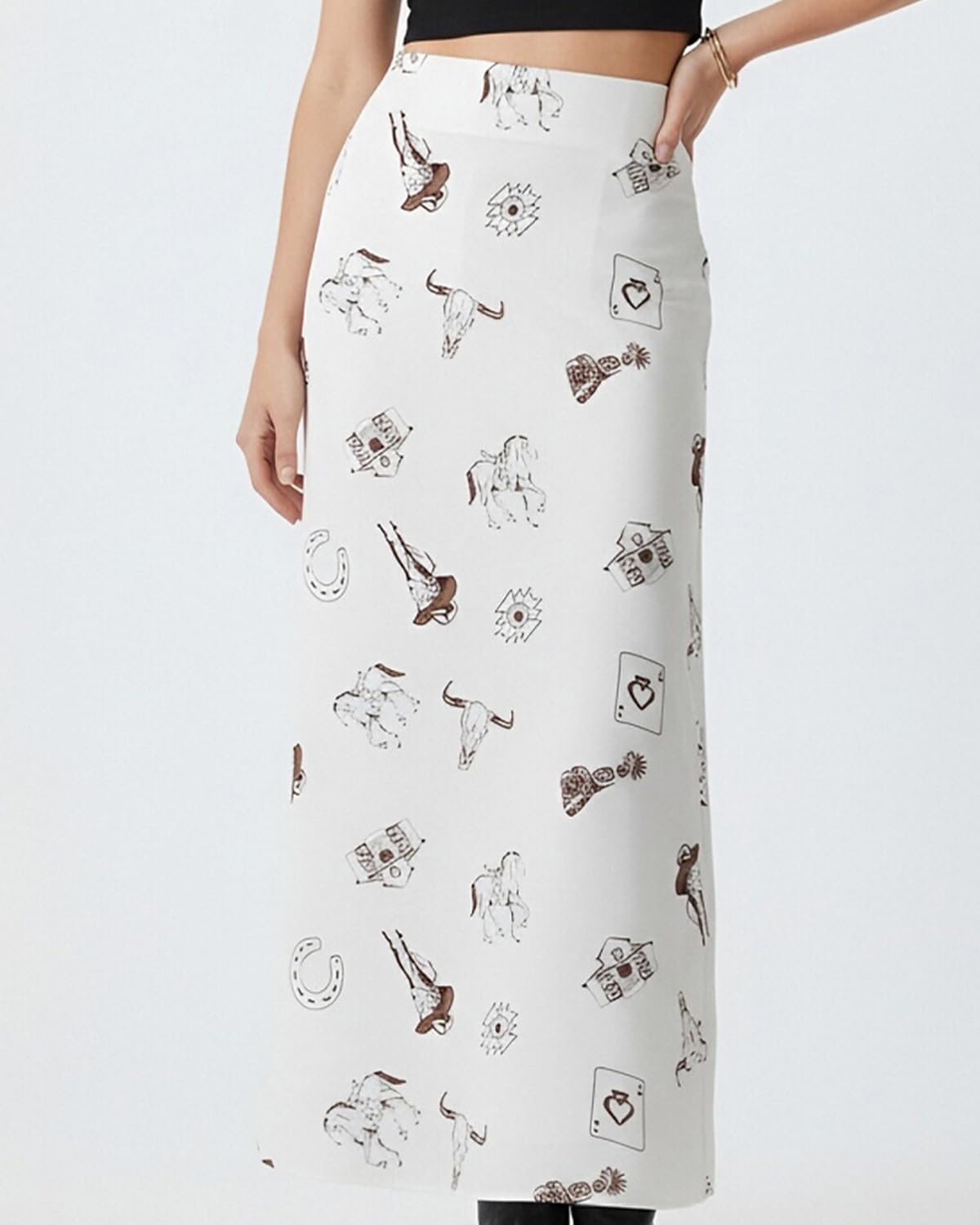 Maxi Skirts for Women Western Skirt Cowgirl Long Skirts for Women, Boho Skirt Silk Satin Skirts Cowgirl Skirts