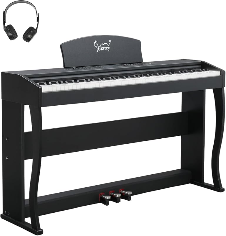 Digital Piano 88 Keys Heavy Hammer Keyboard, with Large LCD Display and Headphone, Triple Pedals, Beginner Friendly, Supports MIDI Connect, Classic Upright Design (Matte Black)