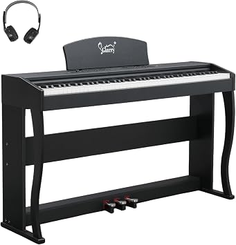 GLARRY Digital Piano 88 Keys Heavy Hammer Keyboard, with Large LCD Display and Headphone, Triple Pedals, Beginner Friendly, Supports MIDI Connect, Classic Upright Design Matte Black