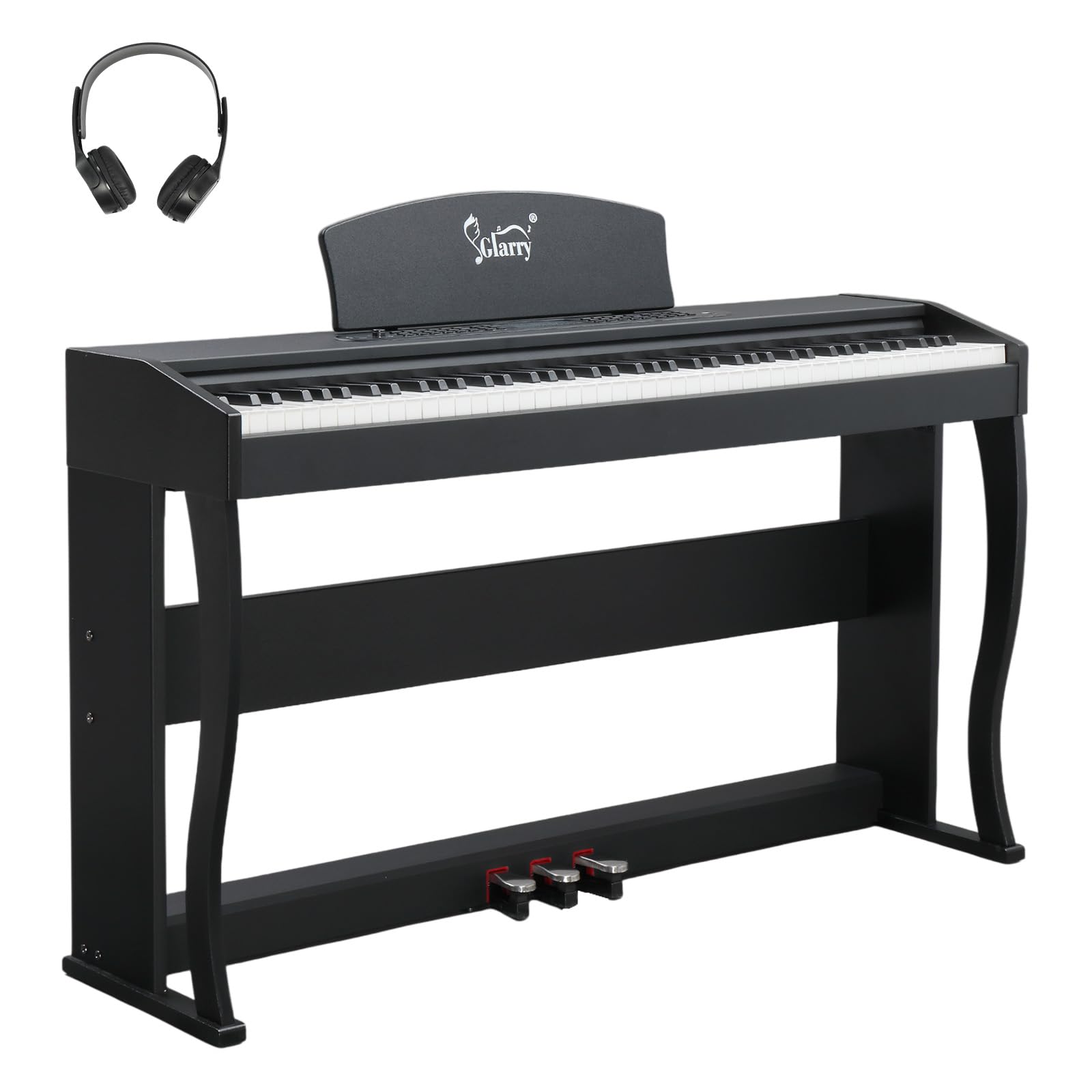 Glarry Piano numérique 88 touches Lestées, Piano Électrique avec Enregistrement Audio&MIDI Bluetooth, Transposition, Accompagnement du Volume, Accordage/Force, Idéal pour Famille & Enseignement (Noir)