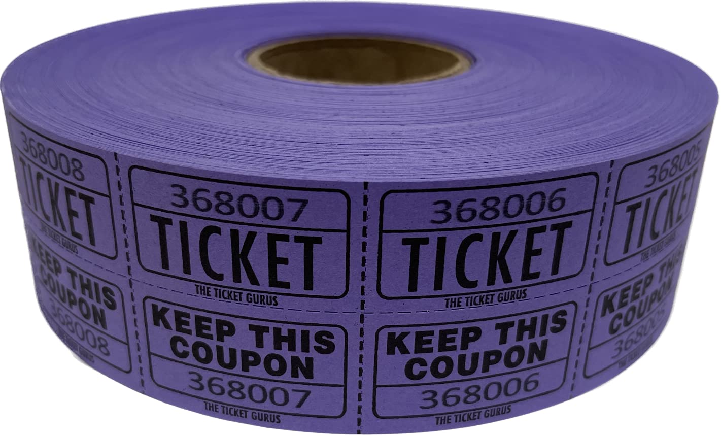 The Ticket GURU-Large Number Raffle 50/50 TICKETS-2000/ROLL (Purple)